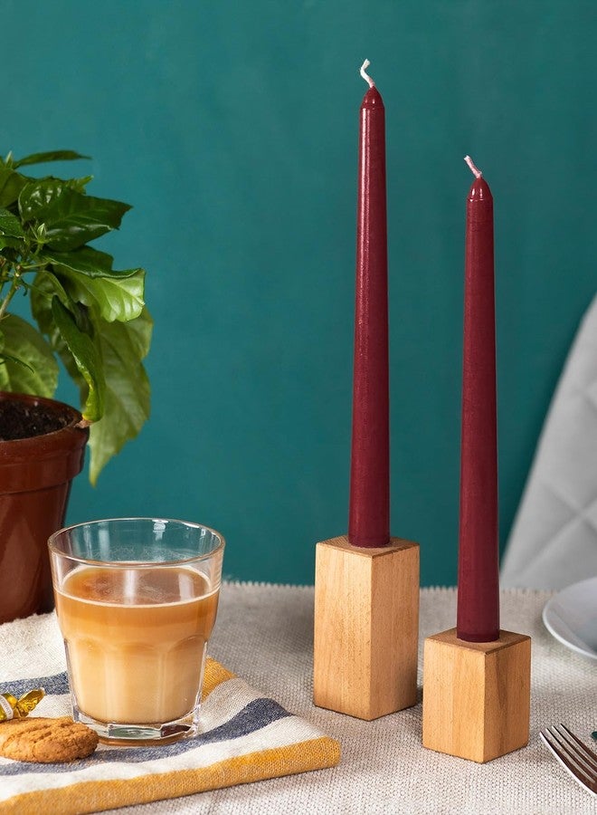 CANDWAX Burgundy 10 inch Taper Candles Pack of 4 - Unscented Dripless Burgundy Candlesticks - Perfect as Christmas Decorations and Home Decor for Dinner Table Centerpieces - Christmas Taper Candles - Image 4